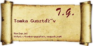 Tomka Gusztáv névjegykártya